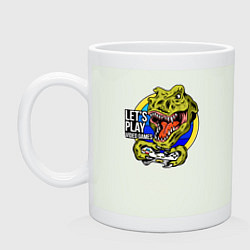 Кружка керамическая Lets play video games quote, цвет: фосфор