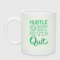 Кружка керамическая Hustle hit never quit, цвет: фосфор