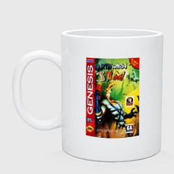 Кружка керамическая Earth worm jim cover, цвет: белый