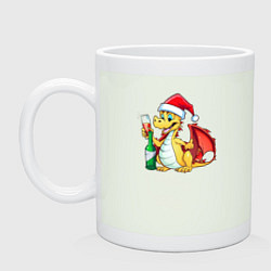 Кружка керамическая Красный дракон с шампанским, цвет: фосфор