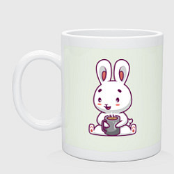 Кружка керамическая Кролик с кружкой, цвет: фосфор