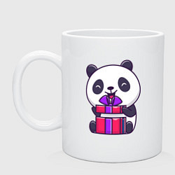 Кружка керамическая Панда с подарком, цвет: белый