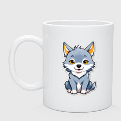 Кружка керамическая Добрый волченок, цвет: белый
