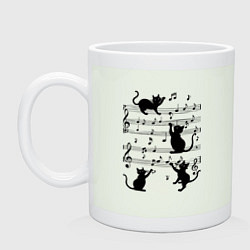 Кружка керамическая Черные кошки с музыкальными нотами, цвет: фосфор