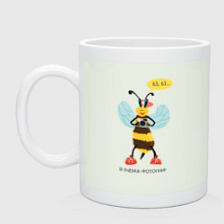 Кружка керамическая Пчёлка-фотограф серия: весёлые пчёлки, цвет: фосфор
