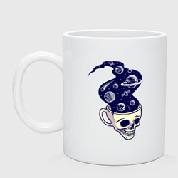 Кружка керамическая Dead drink space skull, цвет: белый