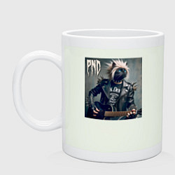 Кружка керамическая Cool cat - punks not dead, цвет: фосфор