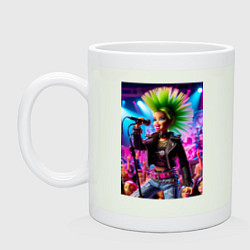 Кружка керамическая Барби панк певица - нейросеть, цвет: фосфор
