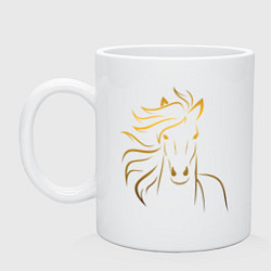 Кружка керамическая Золотой силуэт лошади, цвет: белый