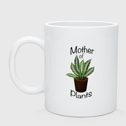 Кружка керамическая Mother of plants - Папоротник, цвет: белый