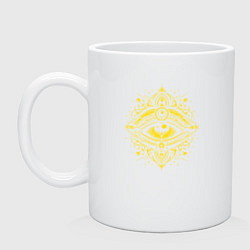 Кружка керамическая Желтый глаз трайбл тату, цвет: белый