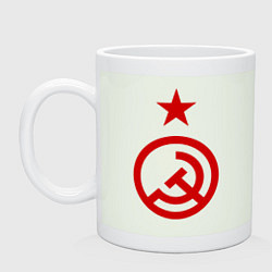 Кружка керамическая Редизайн: знак СССР красного цвета, цвет: фосфор