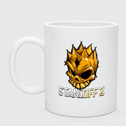 Кружка керамическая Standoff 2 skull gold, цвет: белый