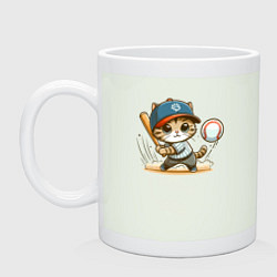 Кружка керамическая Котёнок крутой баттер бейсбольной команды - нейрос, цвет: фосфор