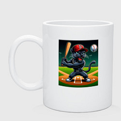 Кружка керамическая Пантера - баттер бейсбольной команды, цвет: белый