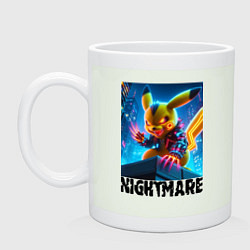 Кружка керамическая Пмкачу на крыше небоскрёба - ночной кошмар, цвет: фосфор