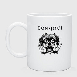 Кружка керамическая Bon Jovi - rock dog, цвет: белый
