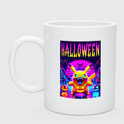 Кружка керамическая Pikachu - halloween vaporwave, цвет: белый