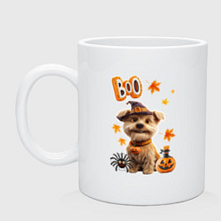 Кружка керамическая Собака в костюме хеллоуин, цвет: белый