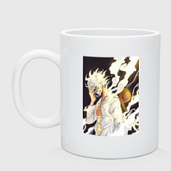 Кружка керамическая Ван-Пис Луффи джойбой, цвет: белый