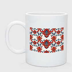 Кружка Узор красно-синий на белом фоне