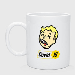 Кружка керамическая Vault boy - covid 19, цвет: белый