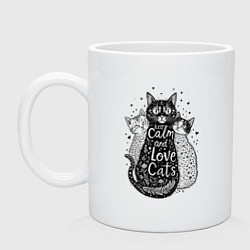 Кружка керамическая Keep calm and love cats, цвет: белый