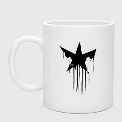 Кружка керамическая Black blot star - minimalism, цвет: белый