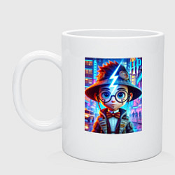 Кружка керамическая Гарри Поттер юниор - неоновое свечение, цвет: белый