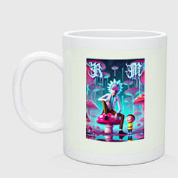 Кружка керамическая Rick and Morty under the mushrooms, цвет: фосфор