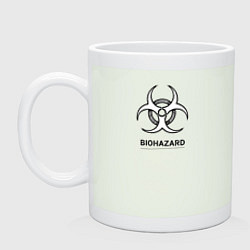 Кружка керамическая Biohazard черно белый, цвет: фосфор