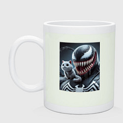 Кружка керамическая Venom and funny kitten - ai art fantasy, цвет: фосфор