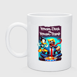 Кружка керамическая Venom-Duck vs Venom-Trump, цвет: белый