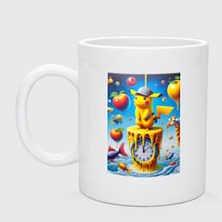Кружка керамическая Funny Pikachu and fishes - surrealism, цвет: белый