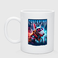 Кружка керамическая Dude bull terrier - cyberpunk, цвет: белый