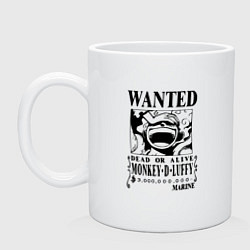 Кружка керамическая Луффи - розыск, цвет: белый