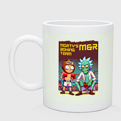 Кружка керамическая Mortys boxing team - ai art fantasy, цвет: фосфор