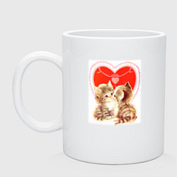 Кружка керамическая Кошачий поцелуй, цвет: белый