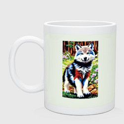 Кружка керамическая Прикольный милый волчонок, цвет: фосфор