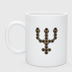 Кружка керамическая Astrological symbol planet neptune metal antique, цвет: белый
