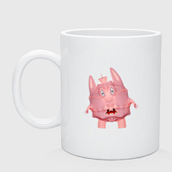 Кружка керамическая Cartoon monster pink, цвет: белый