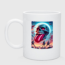 Кружка керамическая Rolling Stones - skull transformation, цвет: белый