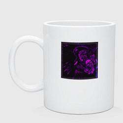 Кружка керамическая Самурай неоновый киборг, цвет: белый