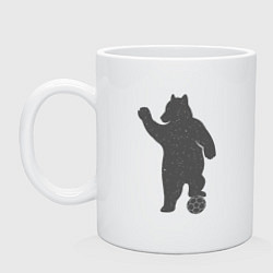 Кружка керамическая Мишка футболист, цвет: белый