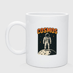 Кружка керамическая Космонавт в космосе, цвет: белый