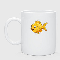 Кружка керамическая Милая желтая рыбка, цвет: белый