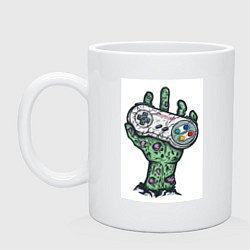 Кружка керамическая Компьютерная жизнь в руках, цвет: белый