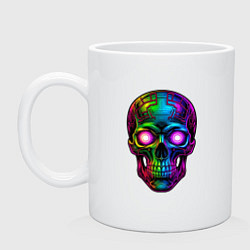 Кружка керамическая Разноцветный металлический череп, цвет: белый