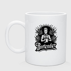 Кружка керамическая Бармен орнамент, цвет: белый