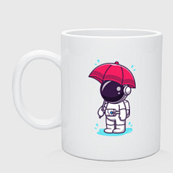 Кружка керамическая Космонавт с зонтом, цвет: белый